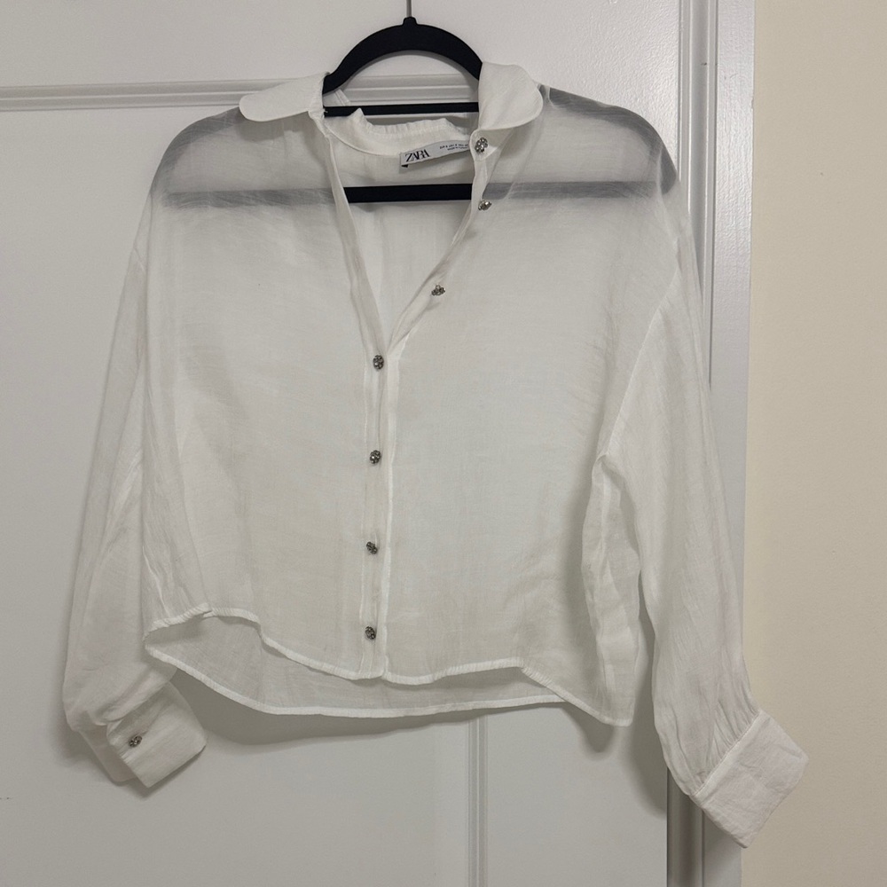 Zara Cream Button-Down Women's Shirt